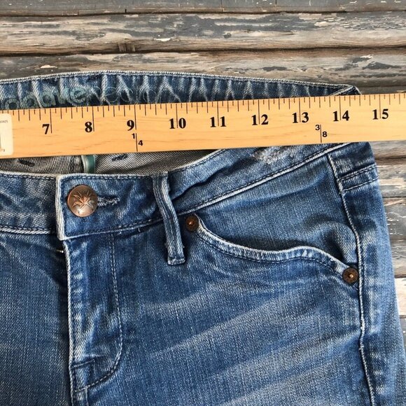 Agave Nectar "Paraiso" Slim Straight Stretch Jeans Sz 27 Light wash Distressed - Picture 6 of 11